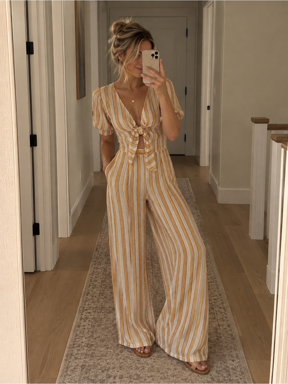 Faithfull the Brand Azure Stripe Jumpsuit